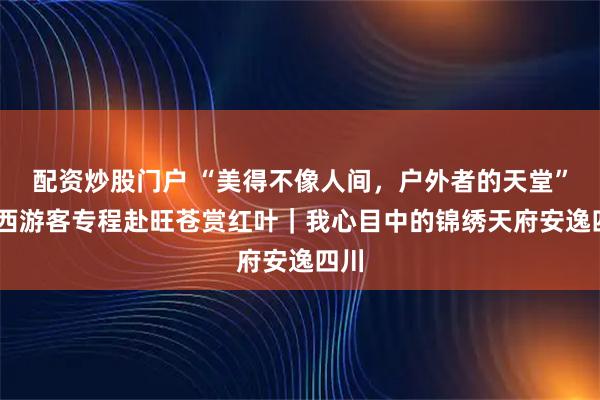 配资炒股门户 “美得不像人间，户外者的天堂” 江西游客专程赴旺苍赏红叶｜我心目中的锦绣天府安逸四川